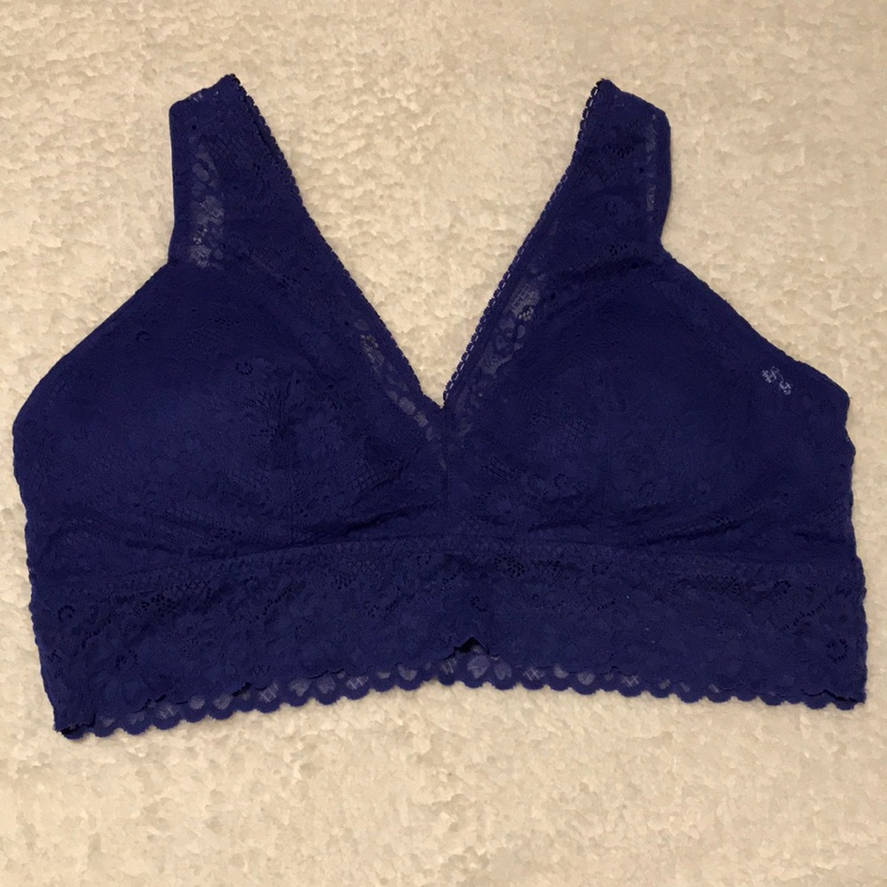 Authentic America Heritage blue lace bralette with removable padding Size XXL